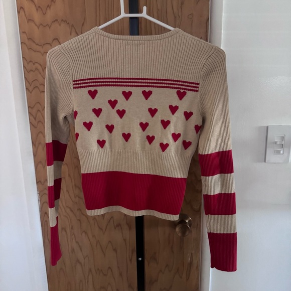 Maeve Sweetheart Cream Ribbed long sleeve crew neck Cardigan sweater XS - Picture 8 of 10